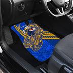 Personalized West Coast Eagles Car Mats Polynesian Tribal Eagle Mascot With Hibiscus Floral Art