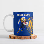 Personalized West Coast Eagles Ceramic Mug Polynesian Tribal Eagle Mascot With Hibiscus Floral Art