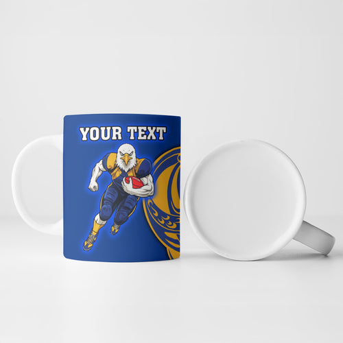 Personalized West Coast Eagles Ceramic Mug Polynesian Tribal Eagle Mascot With Hibiscus Floral Art