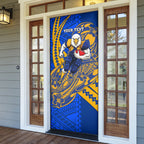 Personalized West Coast Eagles Door Cover Polynesian Tribal Eagle Mascot With Hibiscus Floral Art