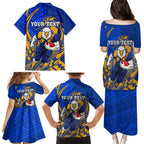 Personalized West Coast Eagles Family Matching Puletasi and Hawaiian Shirt Polynesian Tribal Eagle Mascot With Hibiscus Floral Art