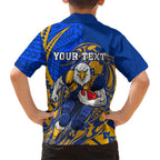 Personalized West Coast Eagles Family Matching Tank Maxi Dress and Hawaiian Shirt Polynesian Tribal Eagle Mascot With Hibiscus Floral Art