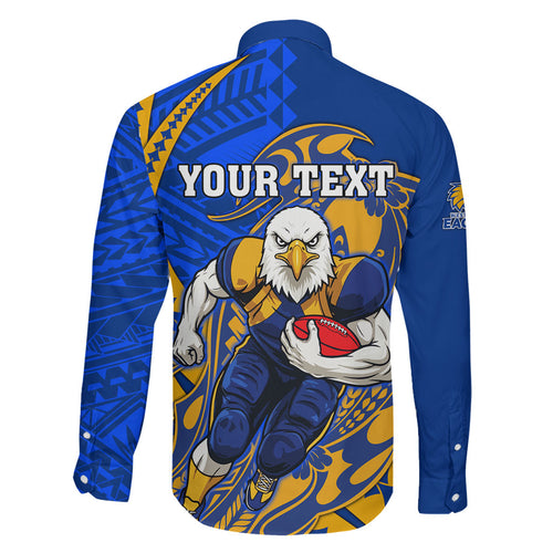 Personalized West Coast Eagles Family Matching Tank Maxi Dress and Hawaiian Shirt Polynesian Tribal Eagle Mascot With Hibiscus Floral Art