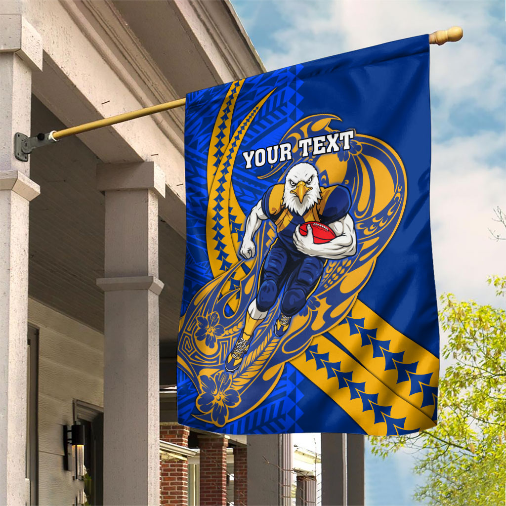 Personalized West Coast Eagles Garden Flag Polynesian Tribal Eagle Mascot With Hibiscus Floral Art