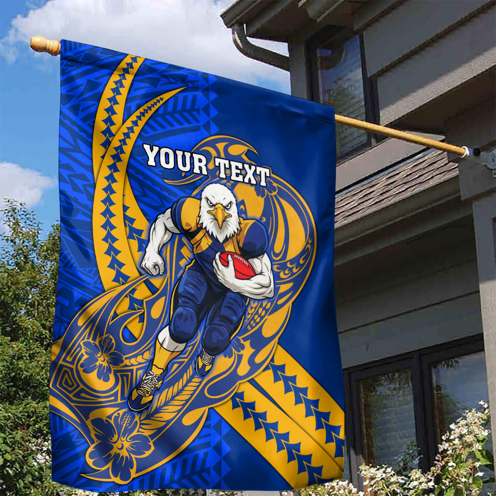 Personalized West Coast Eagles Garden Flag Polynesian Tribal Eagle Mascot With Hibiscus Floral Art