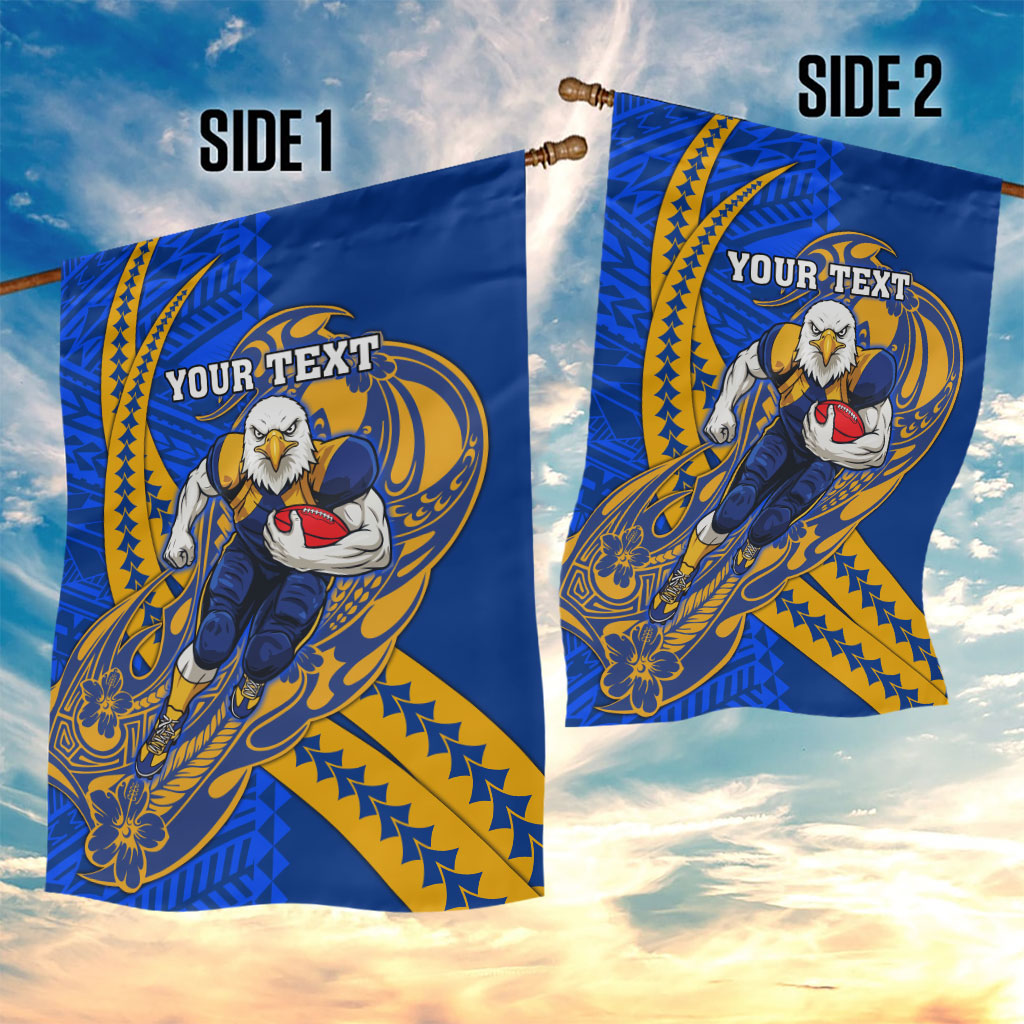 Personalized West Coast Eagles Garden Flag Polynesian Tribal Eagle Mascot With Hibiscus Floral Art