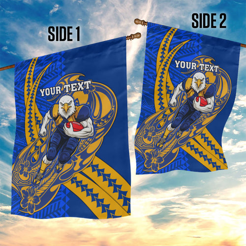 Personalized West Coast Eagles Garden Flag Polynesian Tribal Eagle Mascot With Hibiscus Floral Art