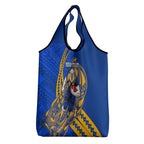 Personalized West Coast Eagles Grocery Bag Polynesian Tribal Eagle Mascot With Hibiscus Floral Art