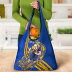 Personalized West Coast Eagles Grocery Bag Polynesian Tribal Eagle Mascot With Hibiscus Floral Art