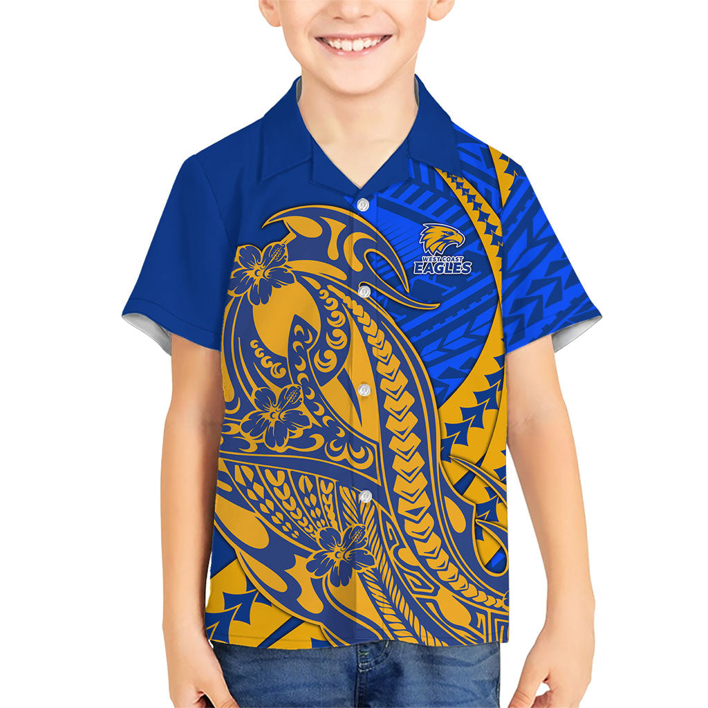 Personalized West Coast Eagles Hawaiian Shirt Polynesian Tribal Eagle Mascot With Hibiscus Floral Art