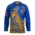 Personalized West Coast Eagles Hockey Jersey Polynesian Tribal Eagle Mascot With Hibiscus Floral Art