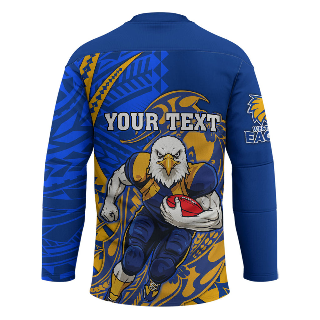 Personalized West Coast Eagles Hockey Jersey Polynesian Tribal Eagle Mascot With Hibiscus Floral Art