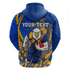 Personalized West Coast Eagles Hoodie Polynesian Tribal Eagle Mascot With Hibiscus Floral Art