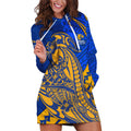 Personalized West Coast Eagles Hoodie Dress Polynesian Tribal Eagle Mascot With Hibiscus Floral Art
