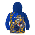 Personalized West Coast Eagles Kid Hoodie Polynesian Tribal Eagle Mascot With Hibiscus Floral Art