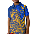 Personalized West Coast Eagles Kid Polo Shirt Polynesian Tribal Eagle Mascot With Hibiscus Floral Art