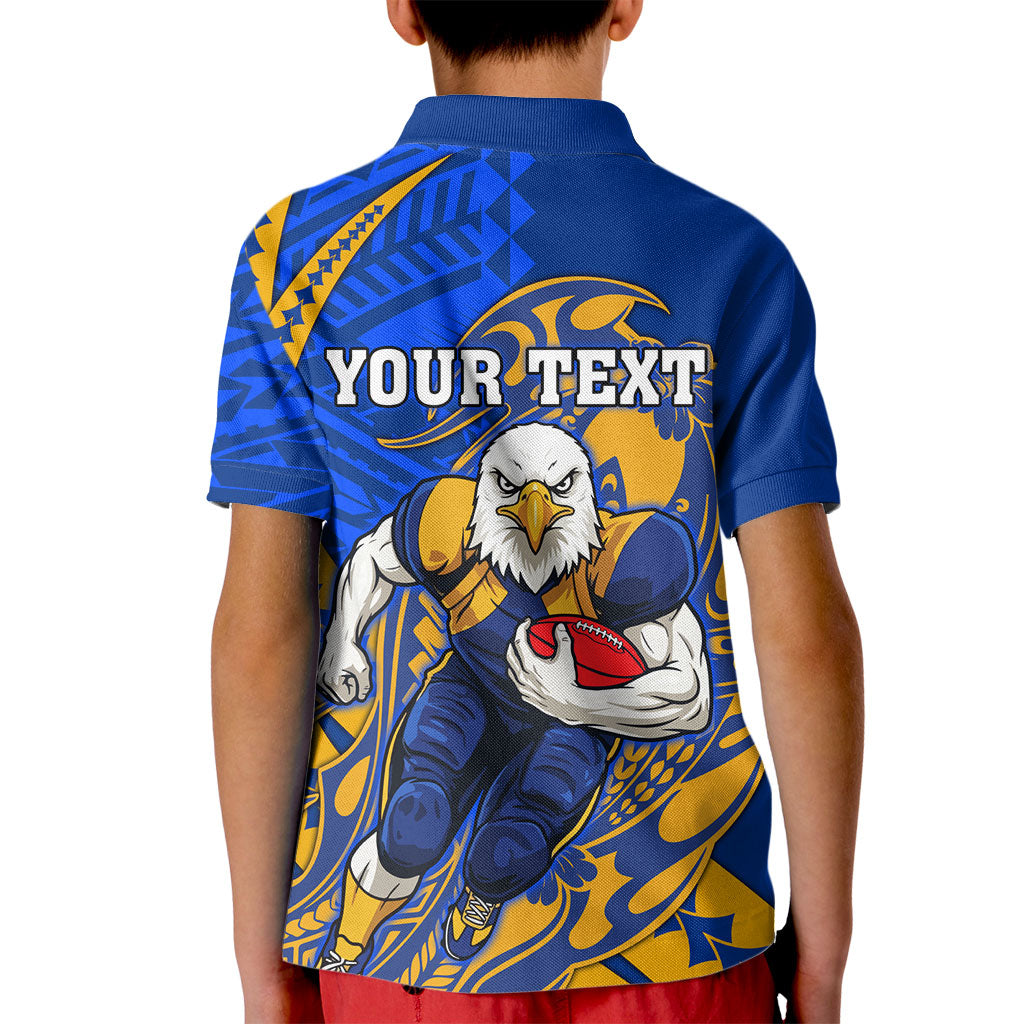 Personalized West Coast Eagles Kid Polo Shirt Polynesian Tribal Eagle Mascot With Hibiscus Floral Art
