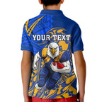 Personalized West Coast Eagles Kid Polo Shirt Polynesian Tribal Eagle Mascot With Hibiscus Floral Art
