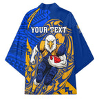 Personalized West Coast Eagles Kimono Polynesian Tribal Eagle Mascot With Hibiscus Floral Art