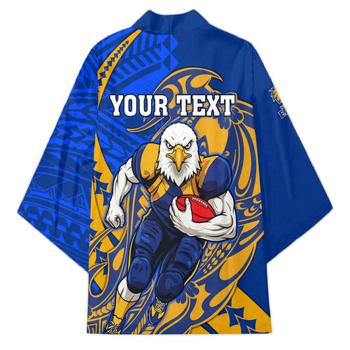 Personalized West Coast Eagles Kimono Polynesian Tribal Eagle Mascot With Hibiscus Floral Art