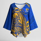 Personalized West Coast Eagles Kimono Sleeve Blouse Polynesian Tribal Eagle Mascot With Hibiscus Floral Art