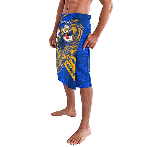 Personalized West Coast Eagles Lavalava Polynesian Tribal Eagle Mascot With Hibiscus Floral Art