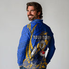 Personalized West Coast Eagles Long Sleeve Polo Shirt Polynesian Tribal Eagle Mascot With Hibiscus Floral Art