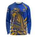 Personalized West Coast Eagles Long Sleeve Shirt Polynesian Tribal Eagle Mascot With Hibiscus Floral Art