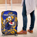 Personalized West Coast Eagles Luggage Cover Polynesian Tribal Eagle Mascot With Hibiscus Floral Art