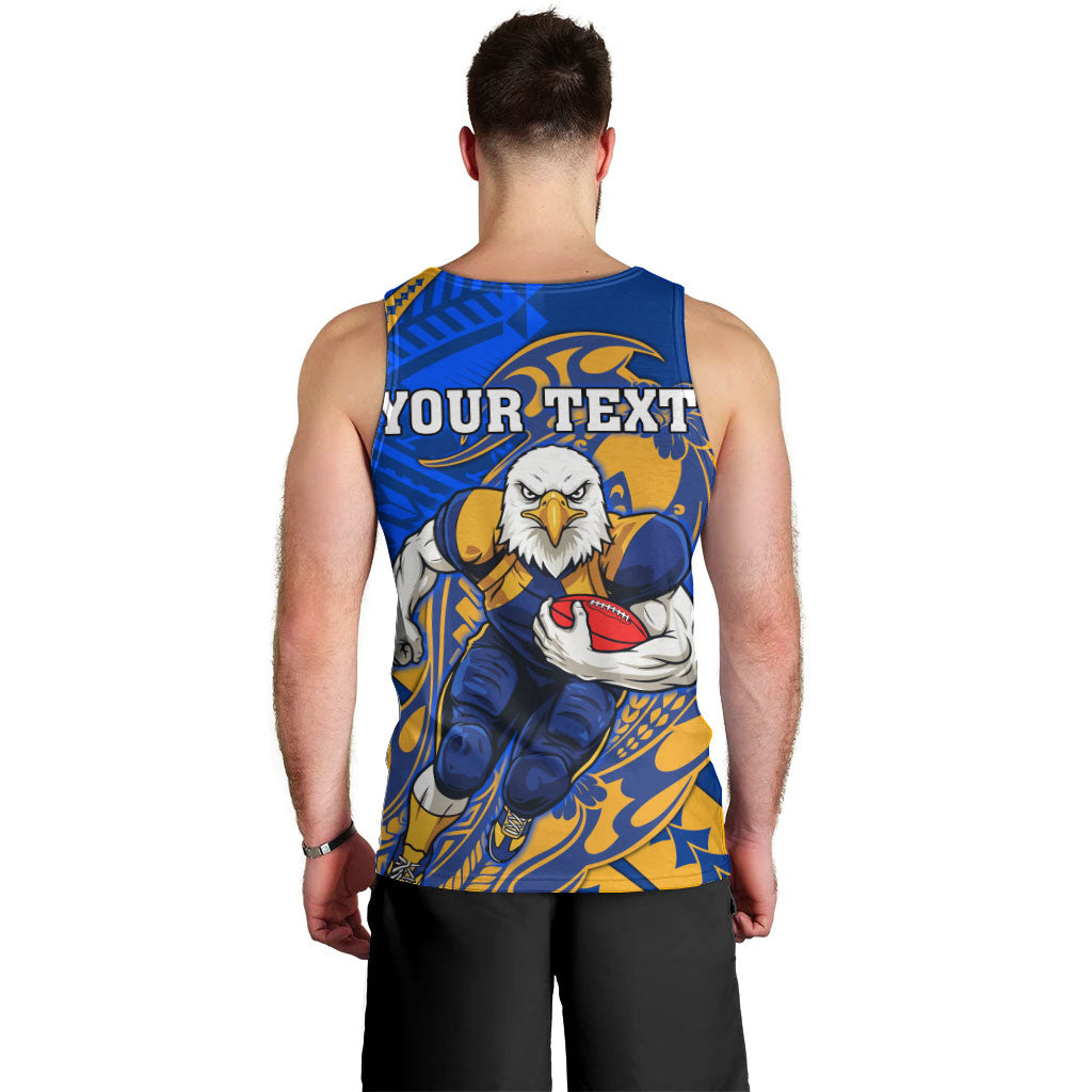Personalized West Coast Eagles Men Tank Top Polynesian Tribal Eagle Mascot With Hibiscus Floral Art