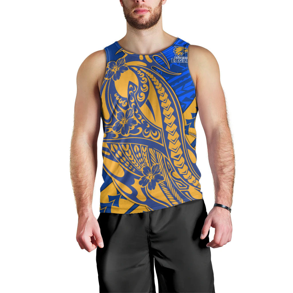 Personalized West Coast Eagles Men Tank Top Polynesian Tribal Eagle Mascot With Hibiscus Floral Art