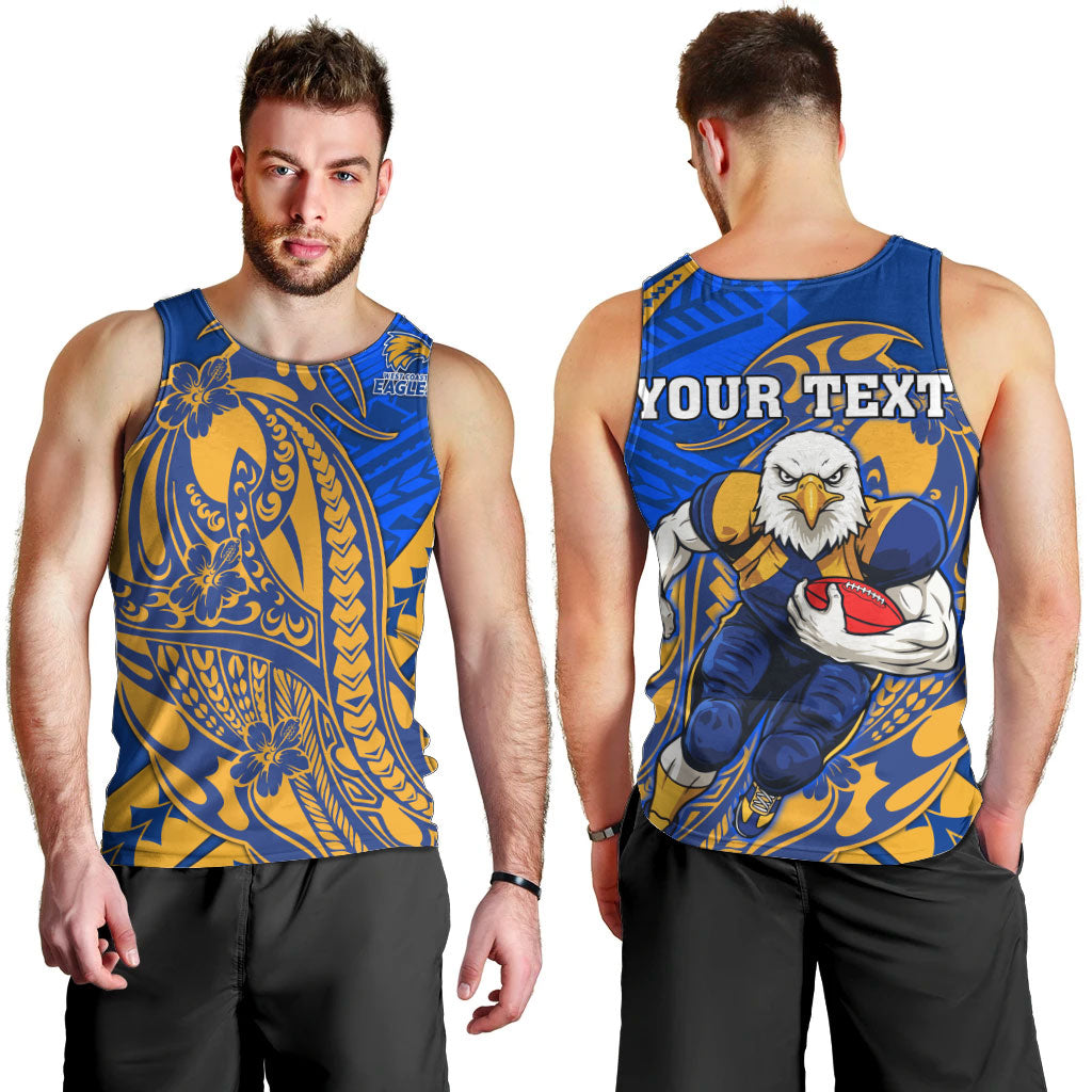 Personalized West Coast Eagles Men Tank Top Polynesian Tribal Eagle Mascot With Hibiscus Floral Art