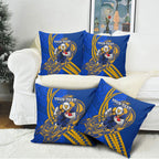 Personalized West Coast Eagles Pillow Cover Polynesian Tribal Eagle Mascot With Hibiscus Floral Art