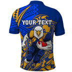 Personalized West Coast Eagles Polo Shirt Polynesian Tribal Eagle Mascot With Hibiscus Floral Art