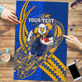 Personalized West Coast Eagles Puzzle Polynesian Tribal Eagle Mascot With Hibiscus Floral Art