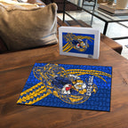 Personalized West Coast Eagles Puzzle Polynesian Tribal Eagle Mascot With Hibiscus Floral Art