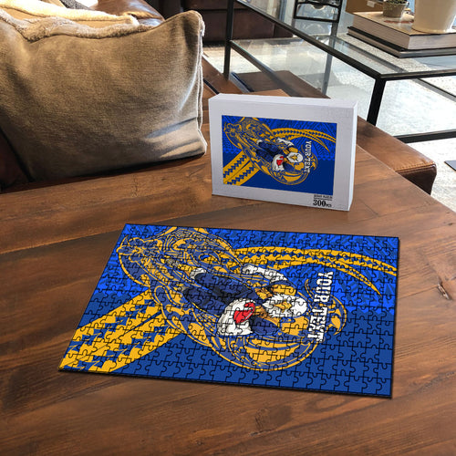 Personalized West Coast Eagles Puzzle Polynesian Tribal Eagle Mascot With Hibiscus Floral Art