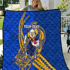 Personalized West Coast Eagles Quilt Polynesian Tribal Eagle Mascot With Hibiscus Floral Art
