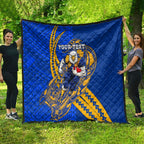 Personalized West Coast Eagles Quilt Polynesian Tribal Eagle Mascot With Hibiscus Floral Art