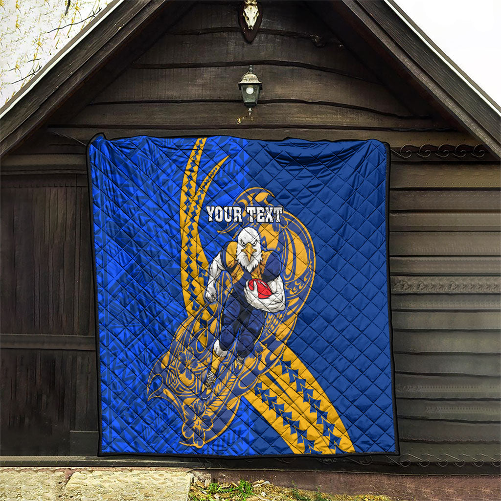 Personalized West Coast Eagles Quilt Polynesian Tribal Eagle Mascot With Hibiscus Floral Art