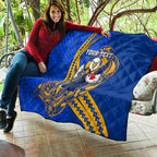 Personalized West Coast Eagles Quilt Polynesian Tribal Eagle Mascot With Hibiscus Floral Art