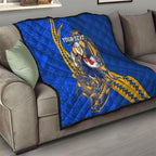 Personalized West Coast Eagles Quilt Polynesian Tribal Eagle Mascot With Hibiscus Floral Art