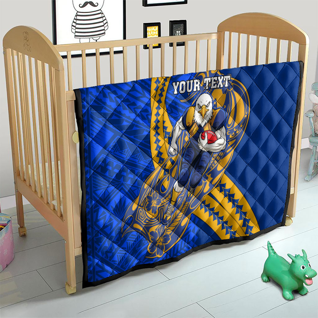 Personalized West Coast Eagles Quilt Polynesian Tribal Eagle Mascot With Hibiscus Floral Art