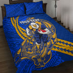 Personalized West Coast Eagles Quilt Bed Set Polynesian Tribal Eagle Mascot With Hibiscus Floral Art