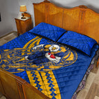 Personalized West Coast Eagles Quilt Bed Set Polynesian Tribal Eagle Mascot With Hibiscus Floral Art
