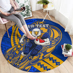 Personalized West Coast Eagles Round Carpet Polynesian Tribal Eagle Mascot With Hibiscus Floral Art