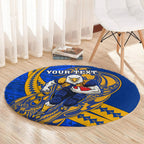 Personalized West Coast Eagles Round Carpet Polynesian Tribal Eagle Mascot With Hibiscus Floral Art