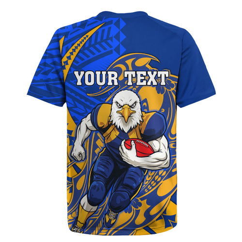 Personalized West Coast Eagles Rugby Jersey Polynesian Tribal Eagle Mascot With Hibiscus Floral Art