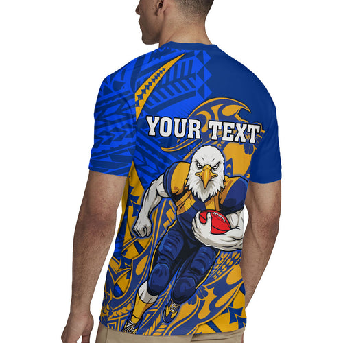 Personalized West Coast Eagles Rugby Jersey Polynesian Tribal Eagle Mascot With Hibiscus Floral Art