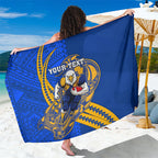 Personalized West Coast Eagles Sarong Polynesian Tribal Eagle Mascot With Hibiscus Floral Art
